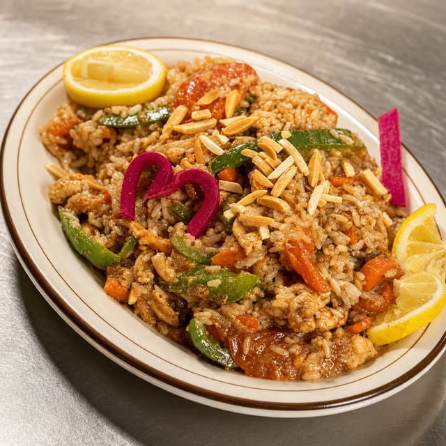 Garlic & Almond Rice Ghallaba.